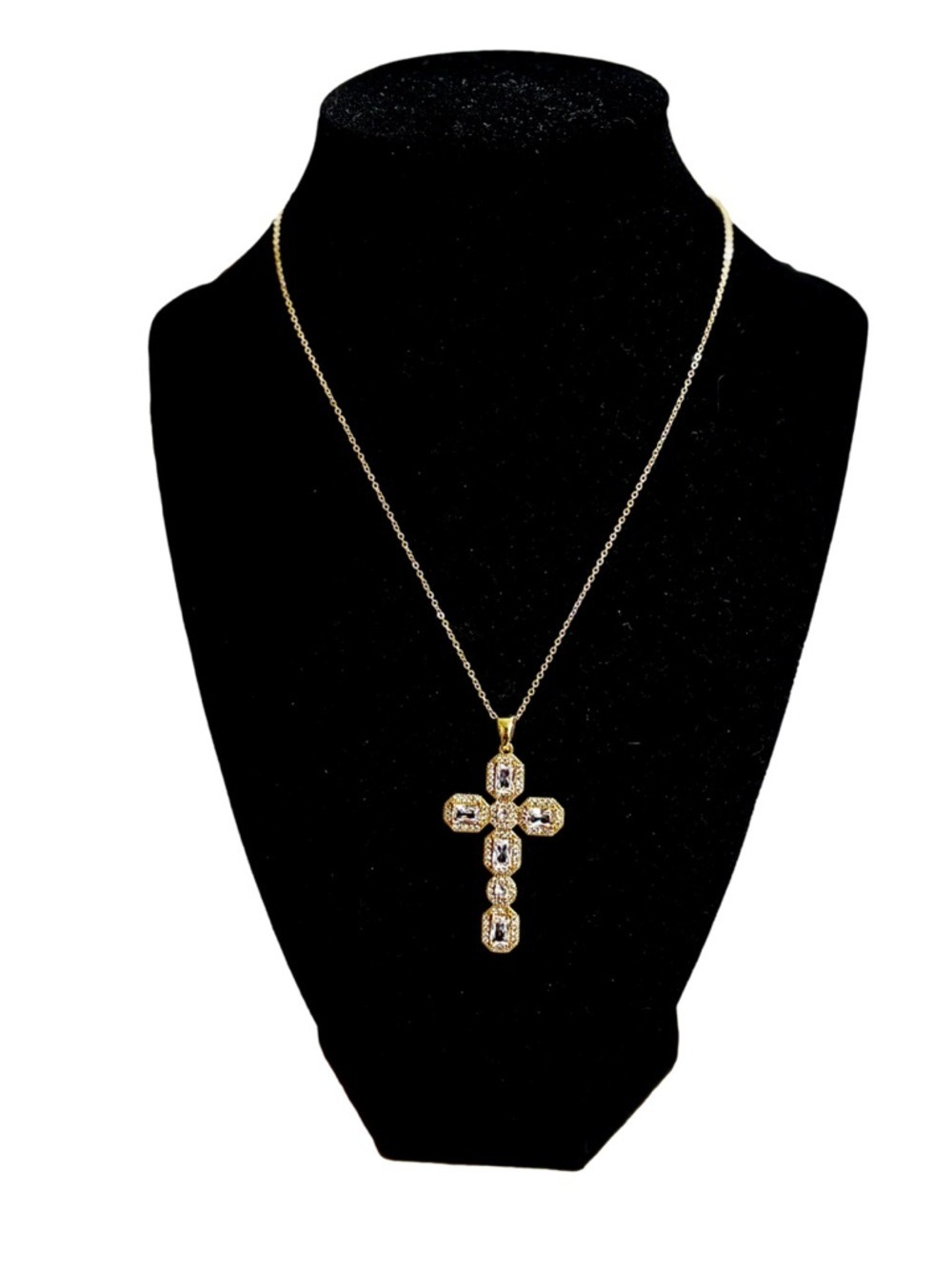 Adina Eden Gold CZ stones Cross Necklace - Picture 2 of 4